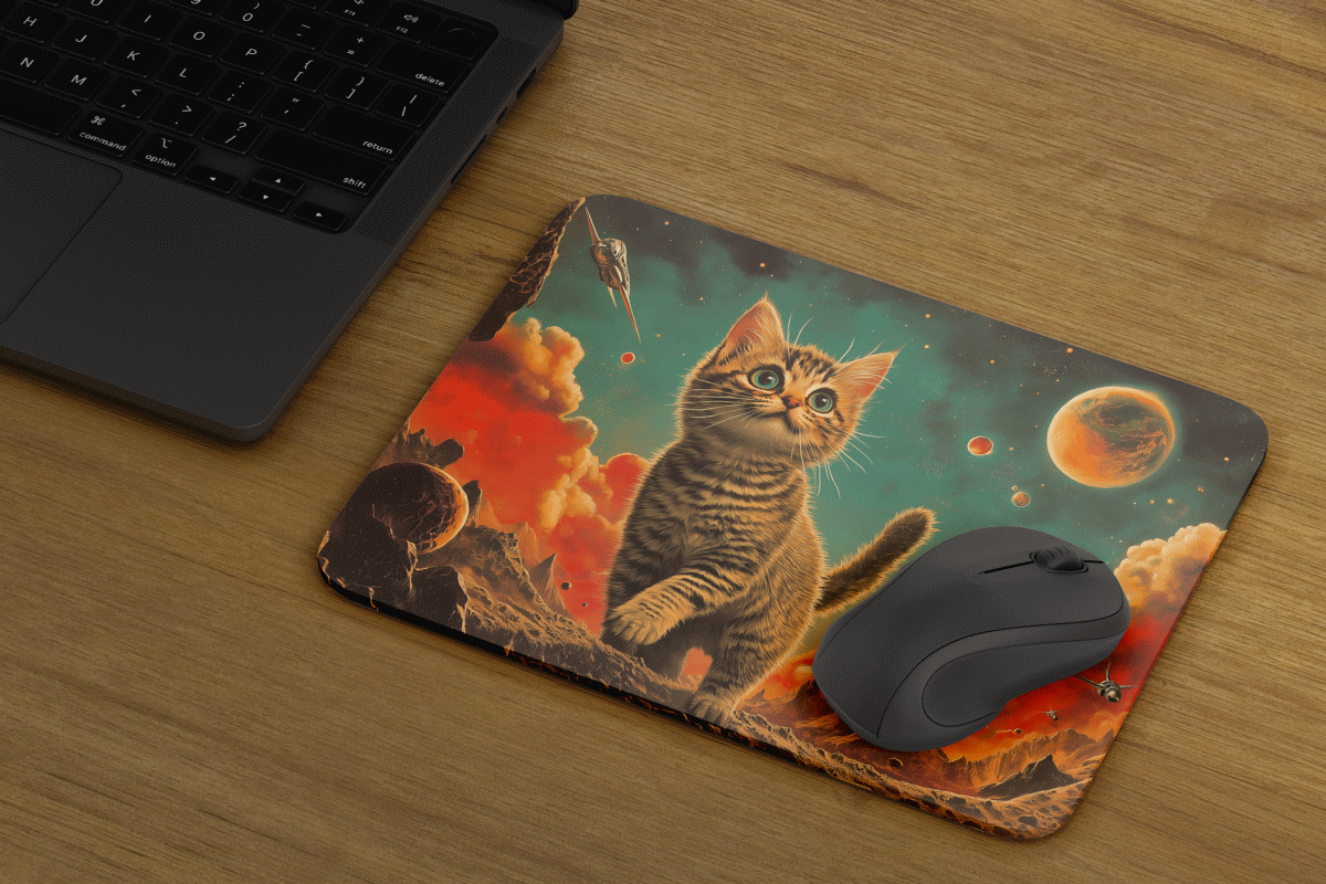 Cosmic Cat Mauspad - Süße Katze