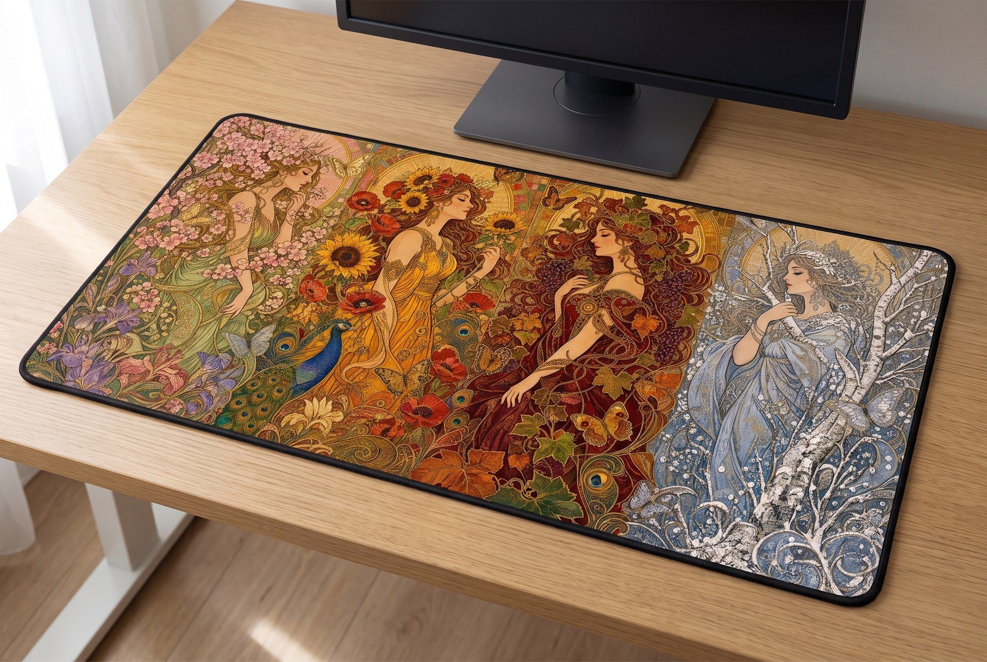 Schreibtischunterlage Mauspad - Mucha Jahreszeiten (Art Nouveau)