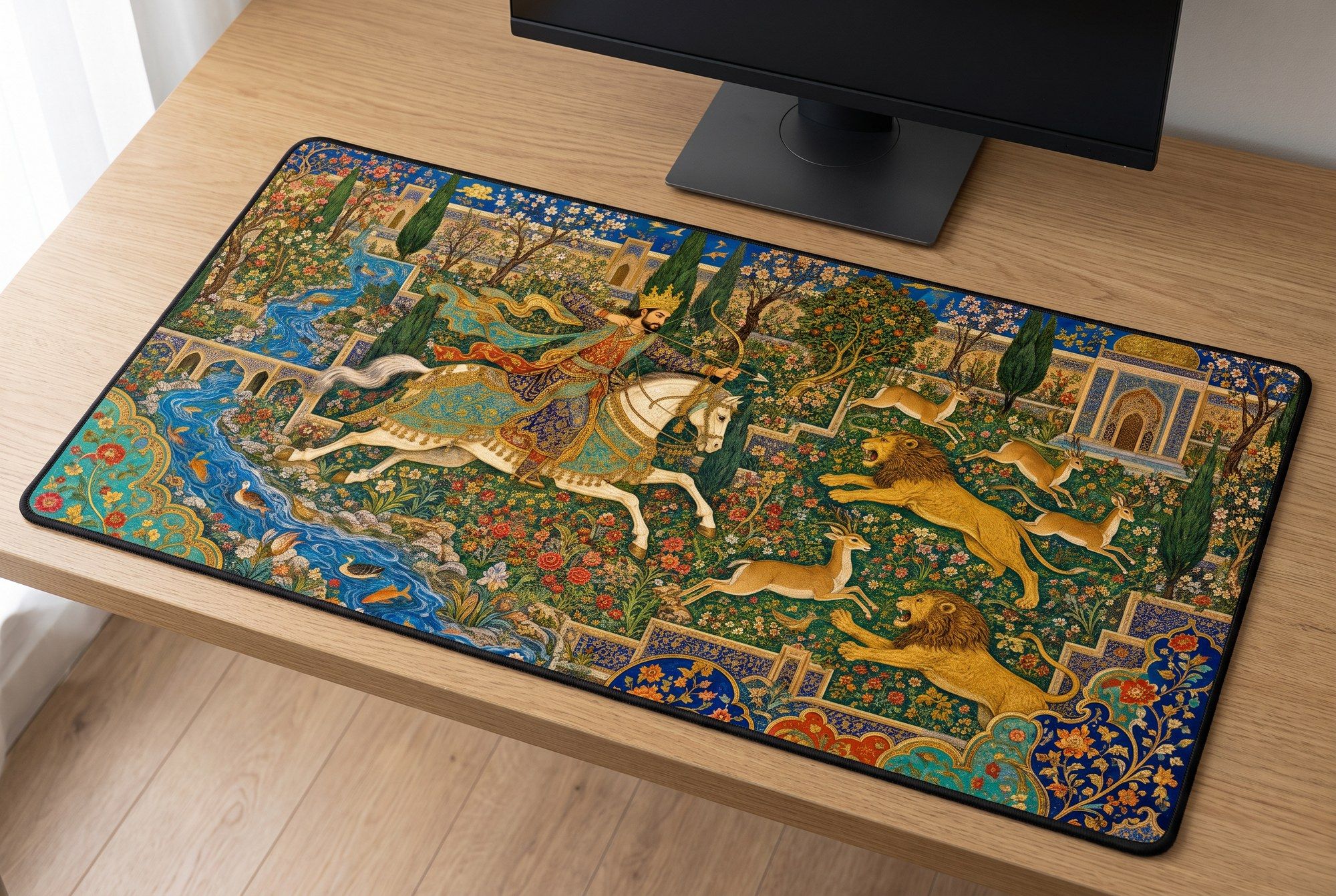 Schreibtischunterlage Mauspad - Persisch Jagd (Art Nouveau)