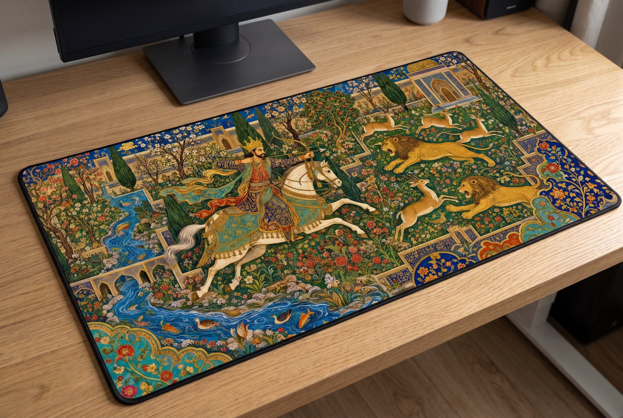 Schreibtischunterlage Mauspad - Persisch Jagd (Art Nouveau)