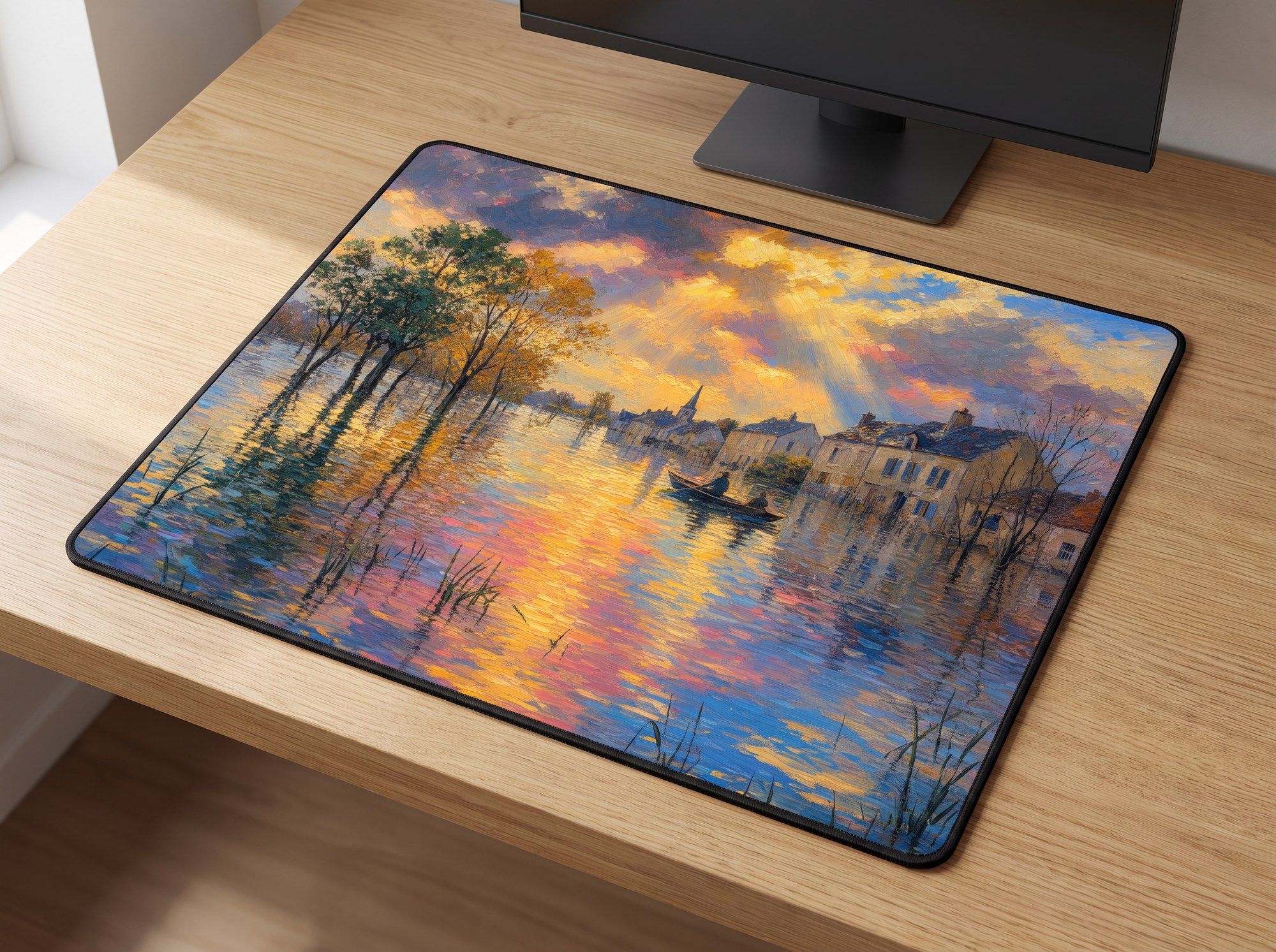 Schreibtischunterlage Mauspad - Sisley Fluss (Impressionismus)